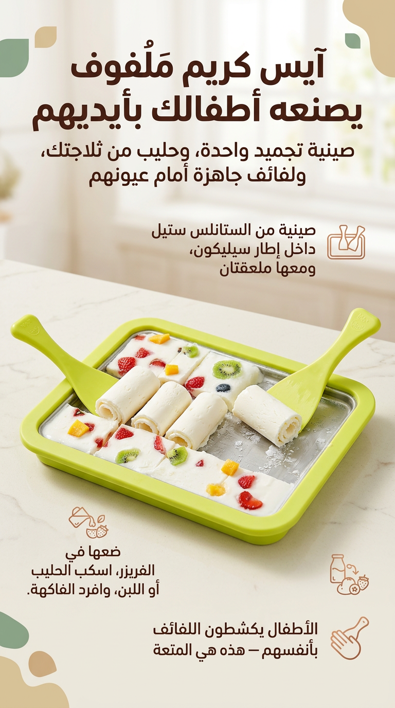 آيس كريم مَلفوف يصنعه أطفالك بأيديهم